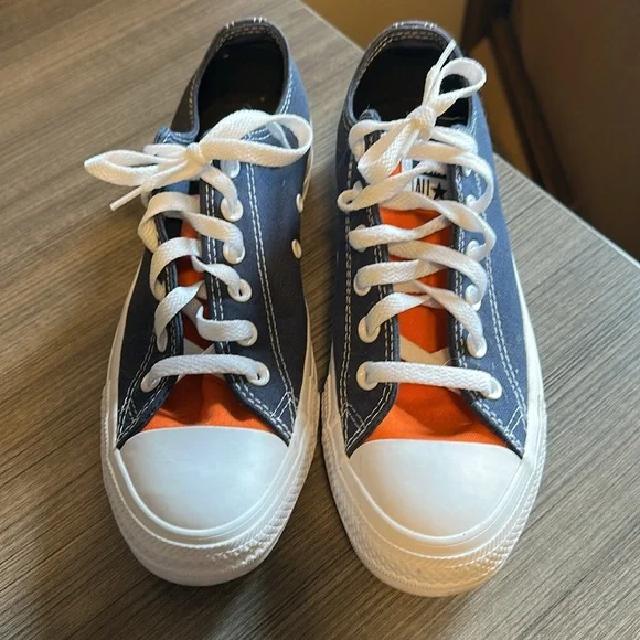 Like New Converse Navy & Orange Sneakers - Picture 3 of 7